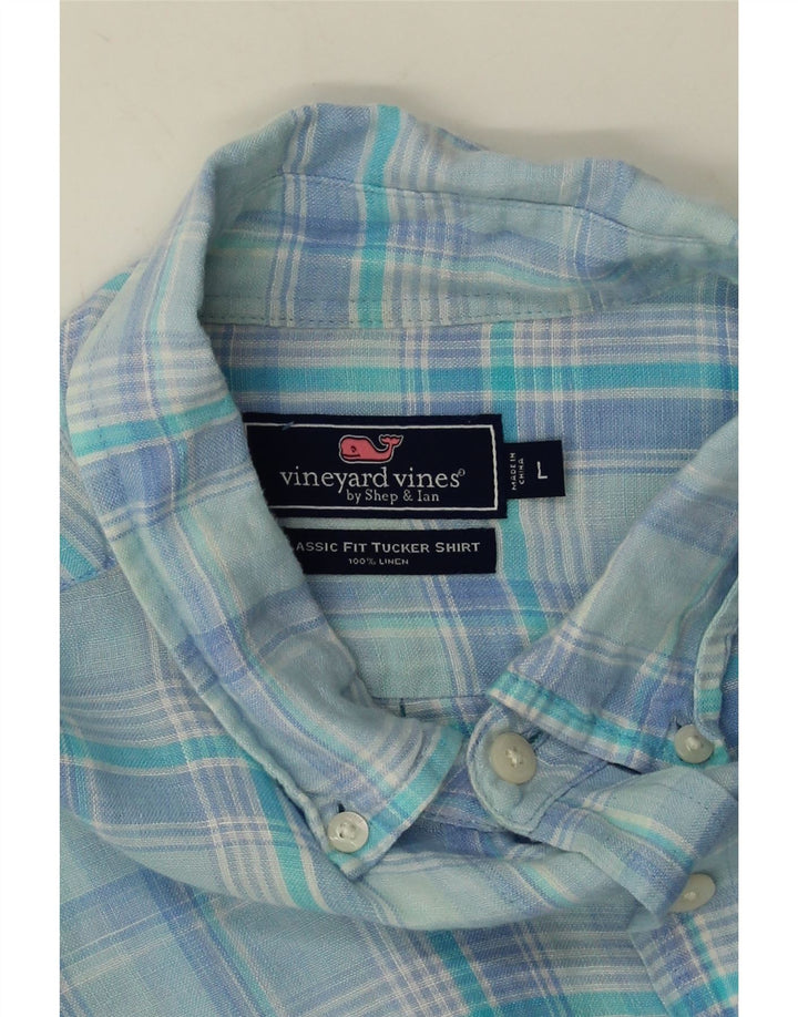 Vineyard Vines Herre Classic Fit skjorte Stor blå ternet linned