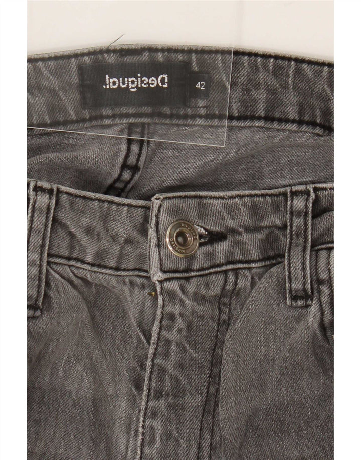 Desigual kvinders abstrakt mønster lige jeans EU 42 Large W32 L28 Grå