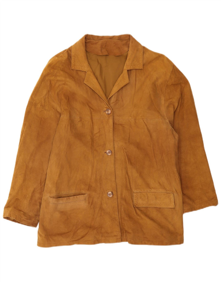 Conbipel Dame Ruskind 3 Button Blazer Jacket UK 14 Medium Brown Læder