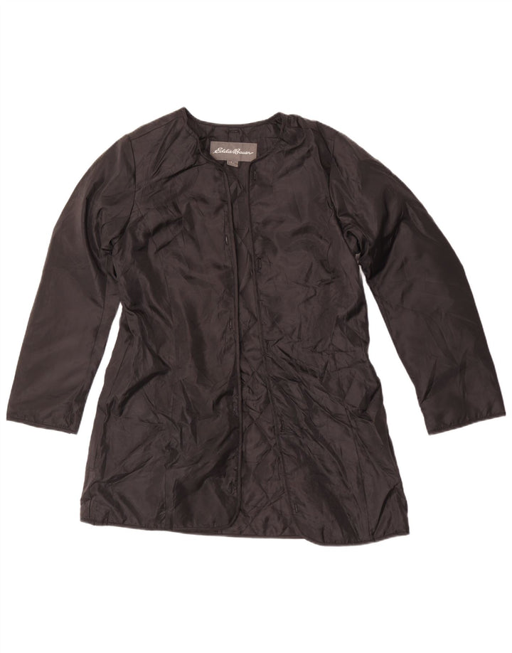 Eddie Bauer Dame Bomber Jacket UK 14 Medium Sort Polyester