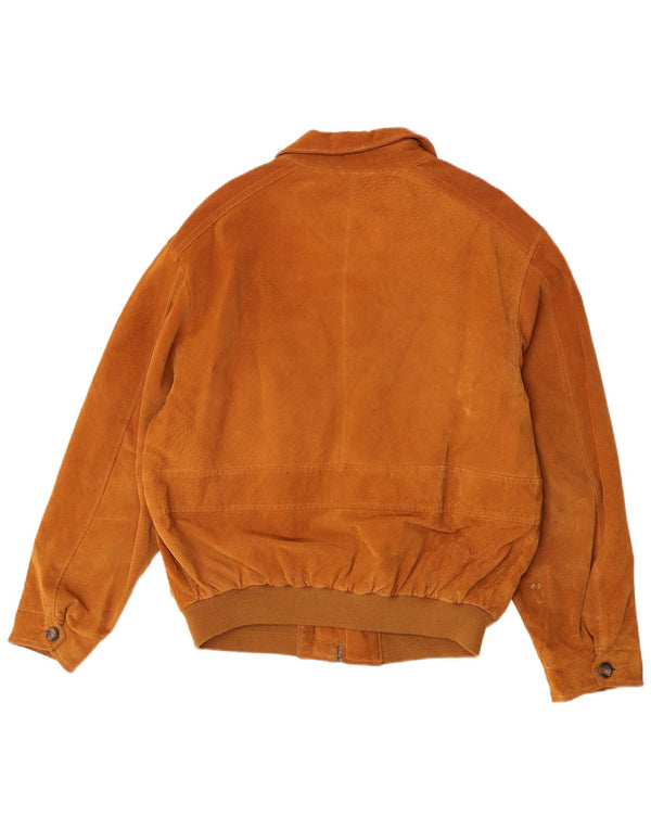 James Dillon Herre Ruskind Bomber Jacket UK 40 Large Beige Læder