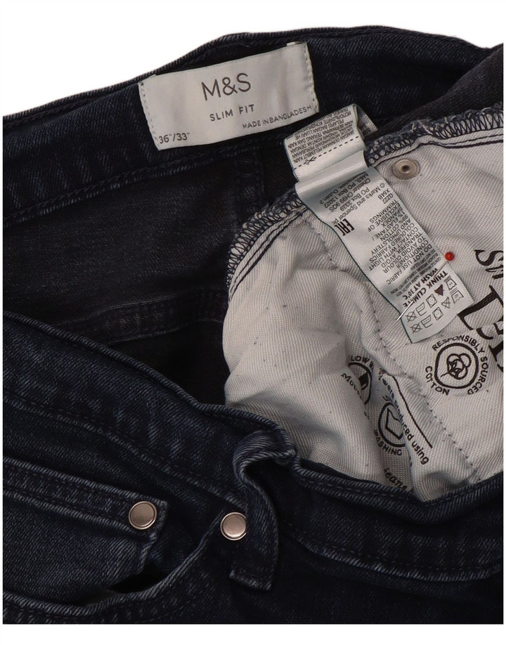 Marks & Spencer Herre Slim Jeans W36 L33 Marineblå Bomuld