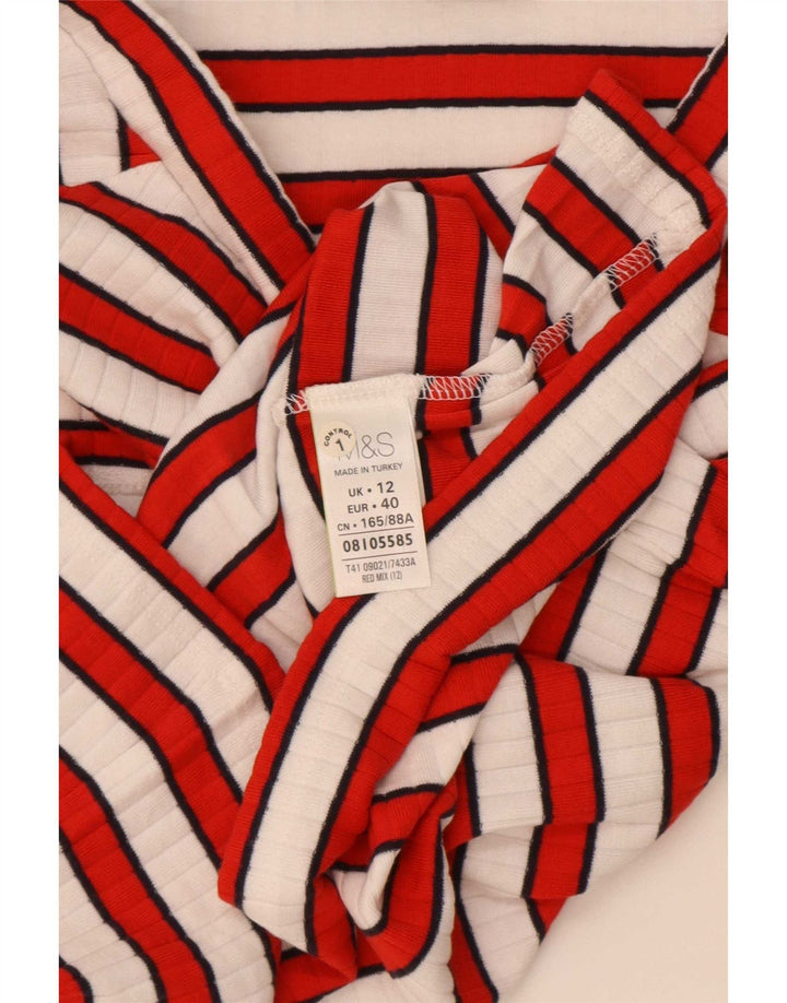 Marks & Spencer Dame Off Shoulder Top 3/4 ærmer UK 12 Mellem rød stribet