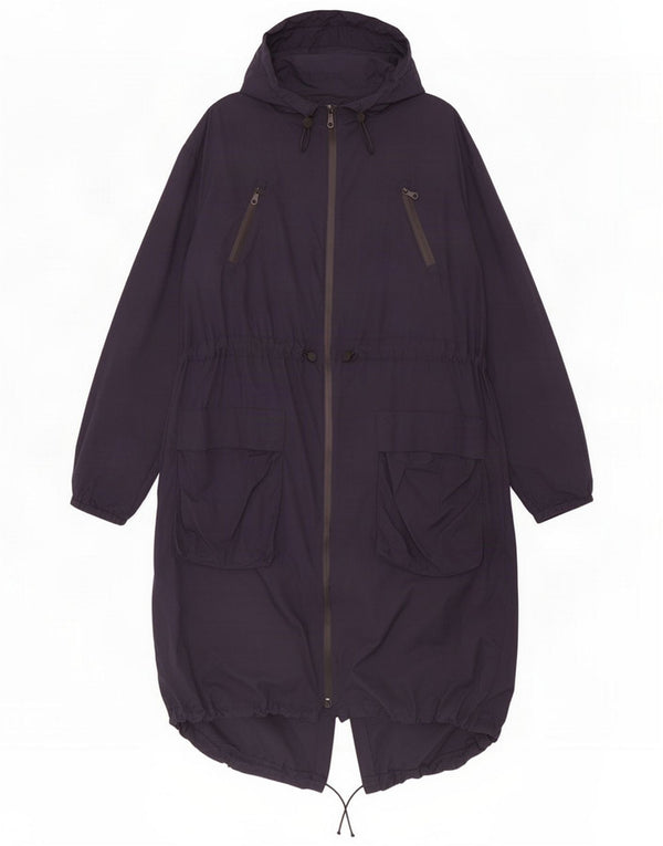 Marks & Spencer Womens Hooded Oversized Rain Jacket UK 6 XS Navy Blue