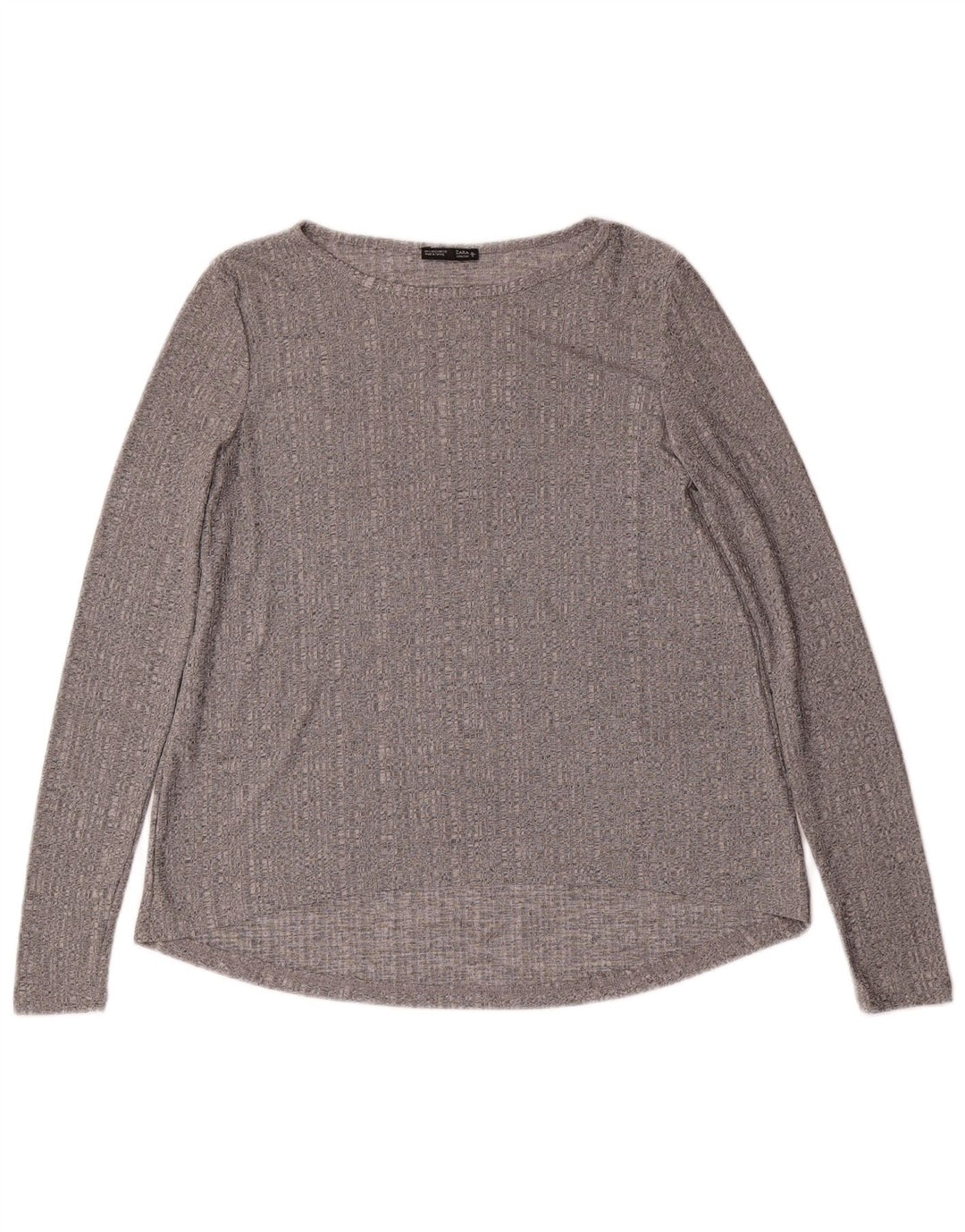 Zara Dame Top Langærmet UK 10 Små Grå Flecked