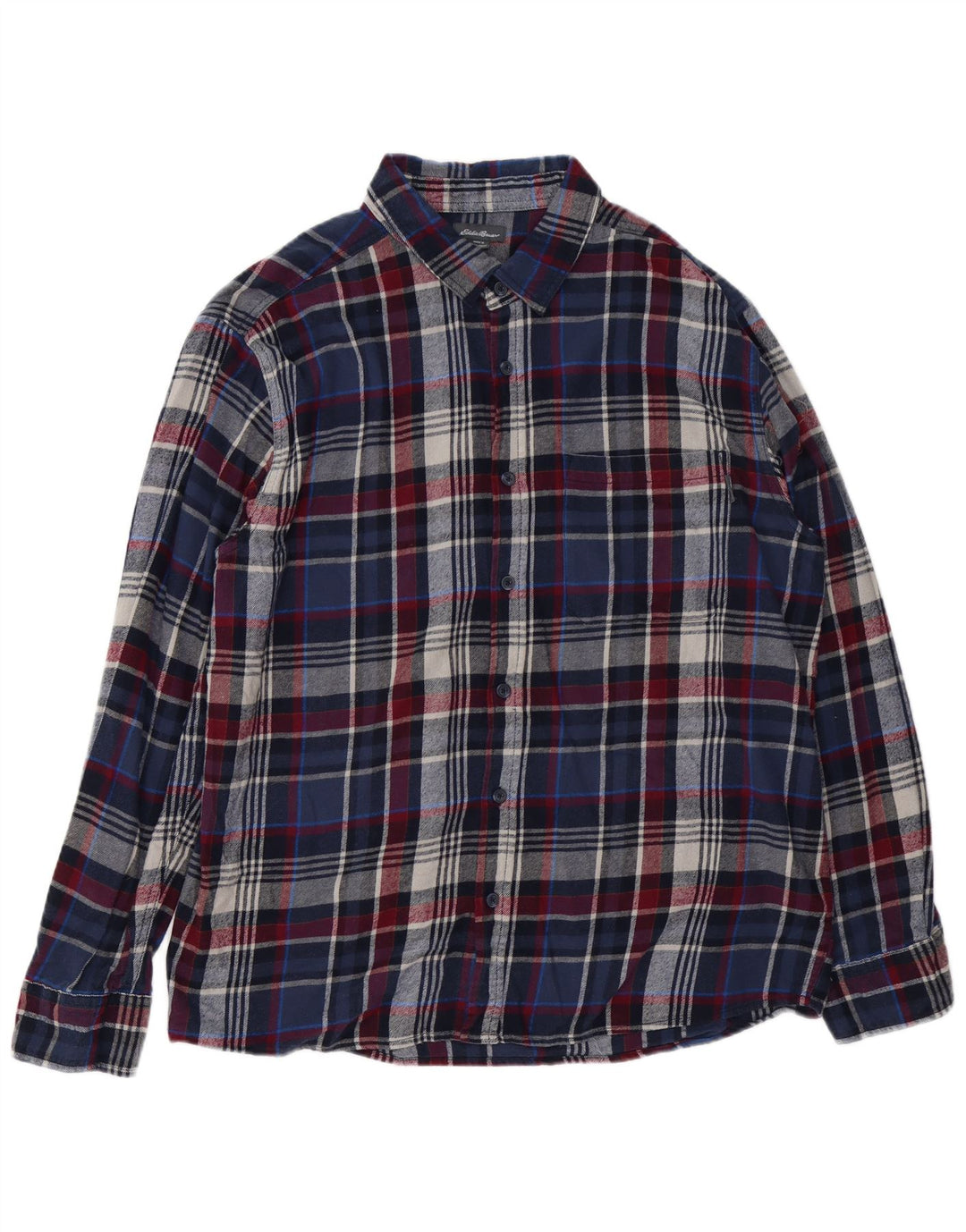 EDDIE BAUER Flanellskjorte til mænd 2XL marineblå ternet bomuld