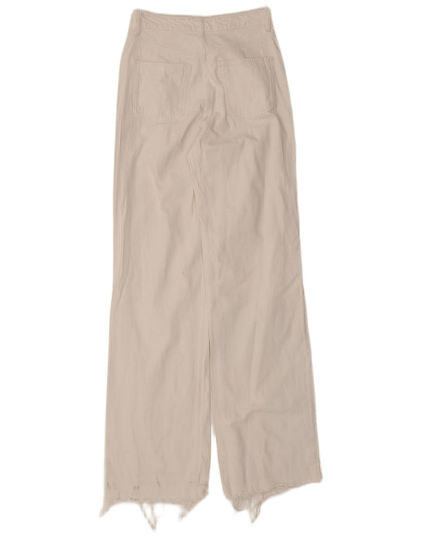 Zara Dame Jeans med høj talje og brede ben EU 36 XS W26 L34 Hvid