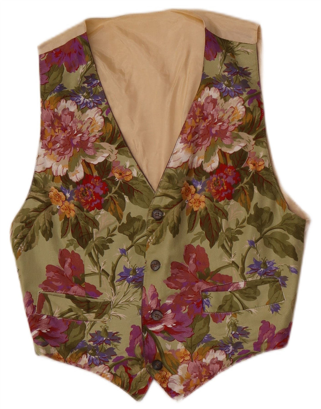 Vintage herrevest XS Khaki Floral