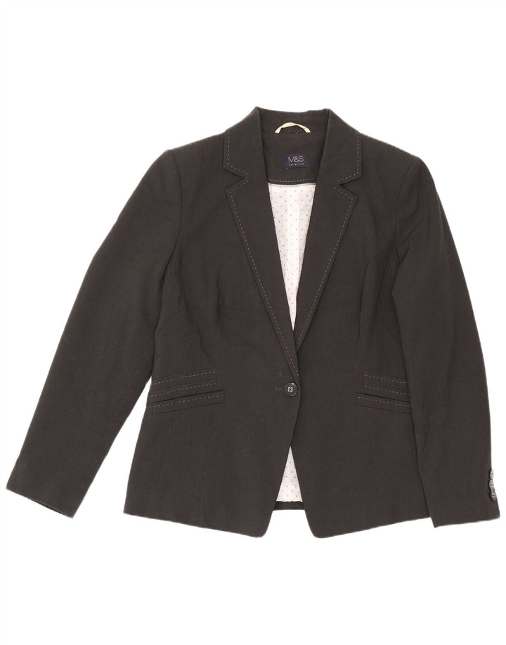 Marks & Spencer Dame 1-knaps blazerjakke UK 16 Stor grå polyester