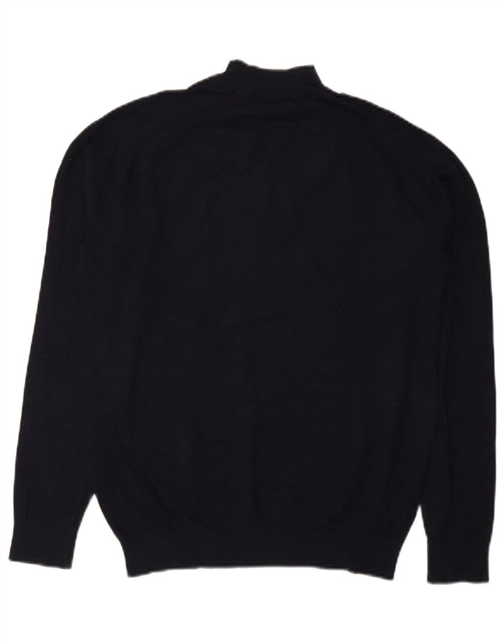 Zara Herre Turtle Neck Jumper Sweater Small Navy Blue Viscose