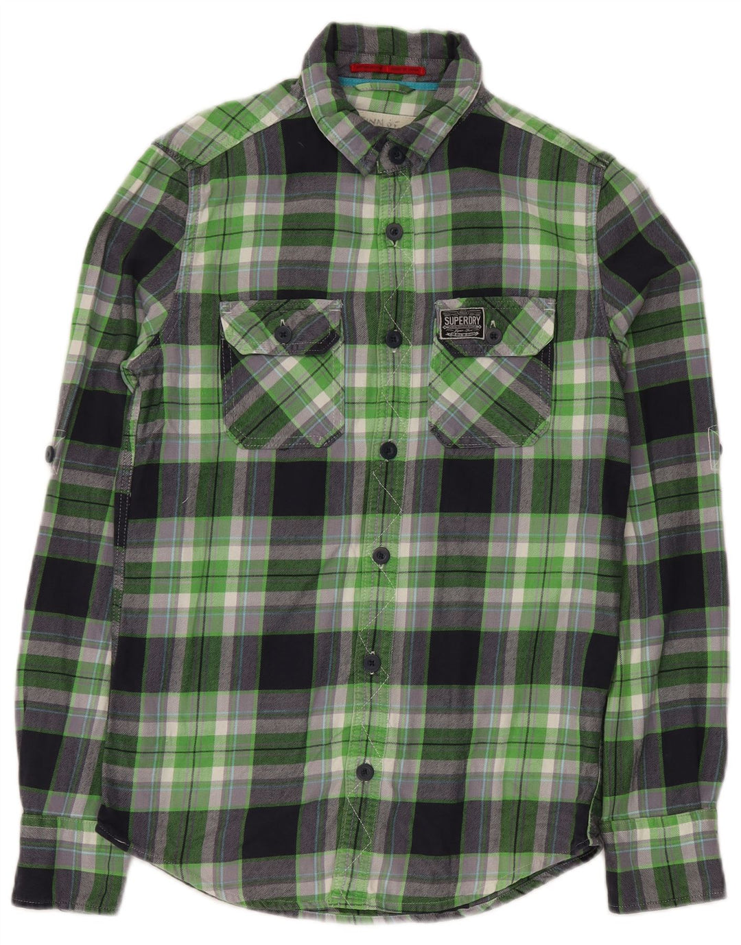SUPERDRY Flanellskjorte til mænd Lille grøn ternet bomuld