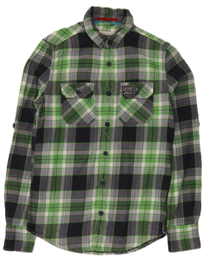 SUPERDRY Flanellskjorte til mænd Lille grøn ternet bomuld