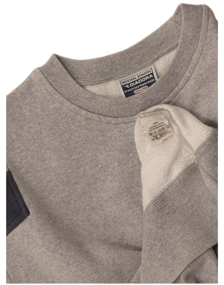 DIADORA Womens Graphic Sweatshirt Jumper UK 14 Medium Grey Colourblock