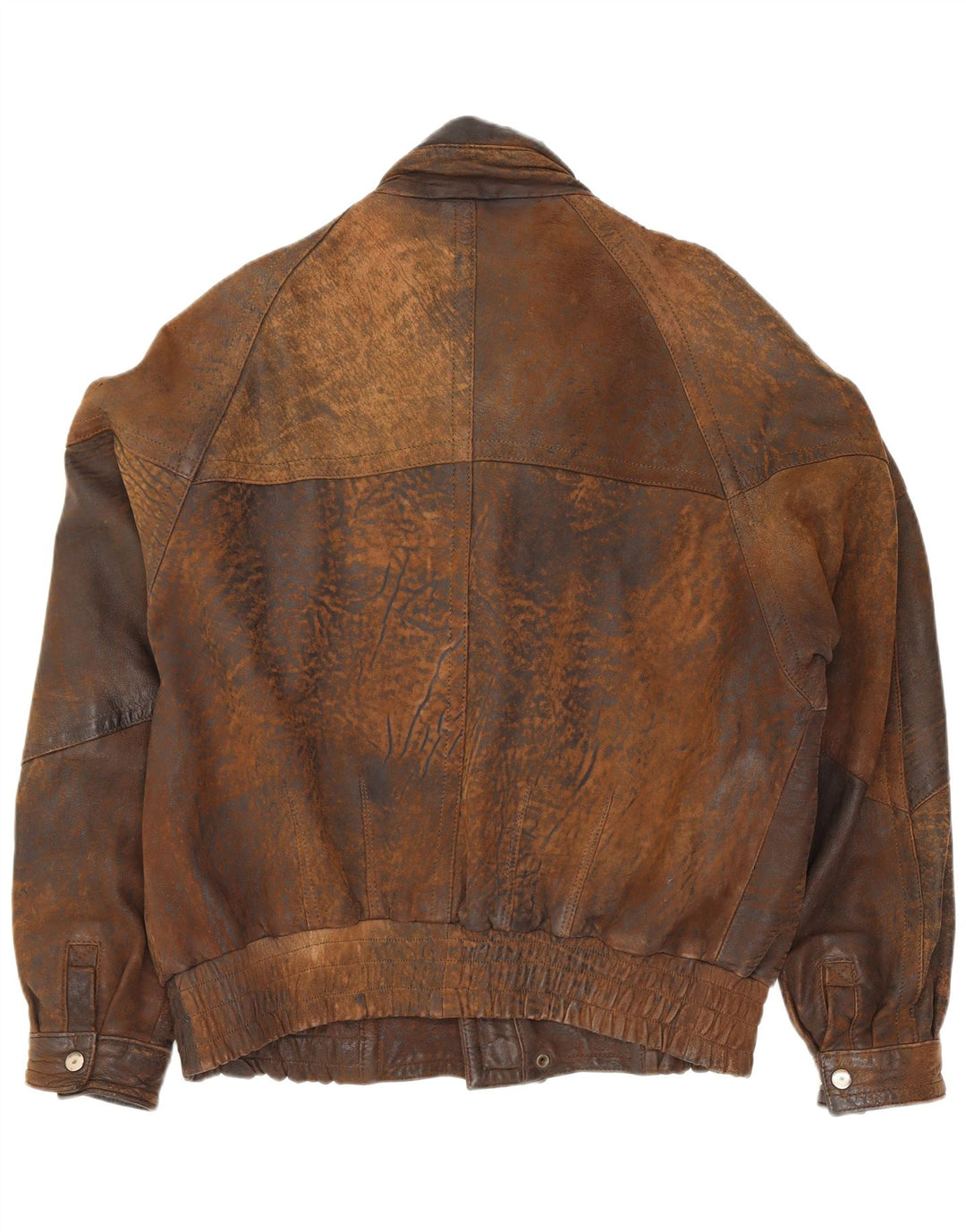 Gina Bacconi Herre Læder Bomber Jacket UK 36 Small Brown Patchwork Retro