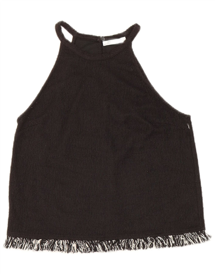 Zara Dame Trafaluc Crop Halter Top UK 10 Small Black