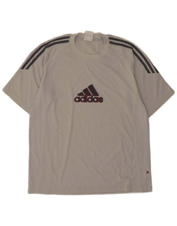 Adidas Herre Grafisk T-Shirt Top UK 42/44 Stor Grå Bomuld