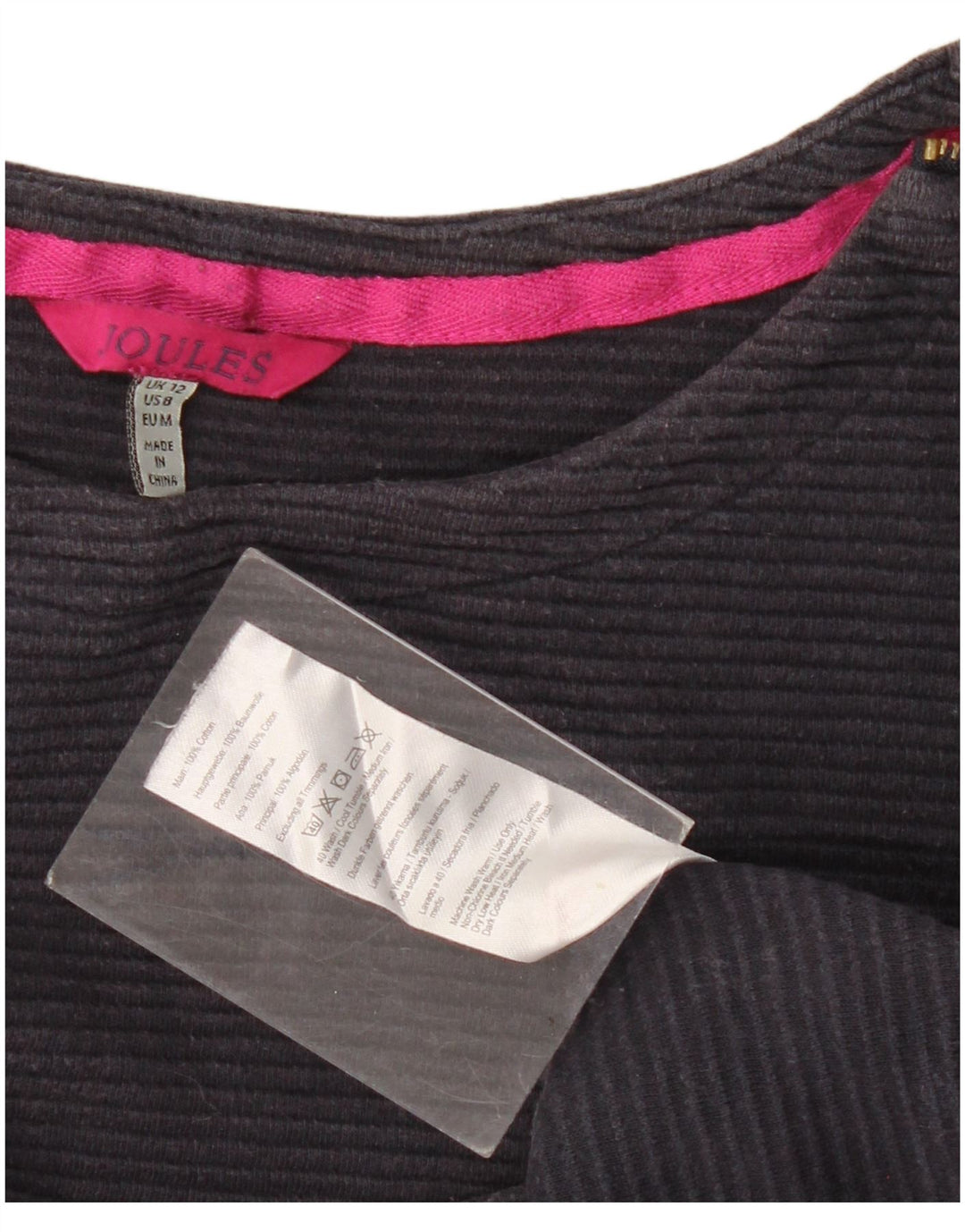 Joules Dame Top Langærmet UK 12 Medium Navy Blue Bomuld