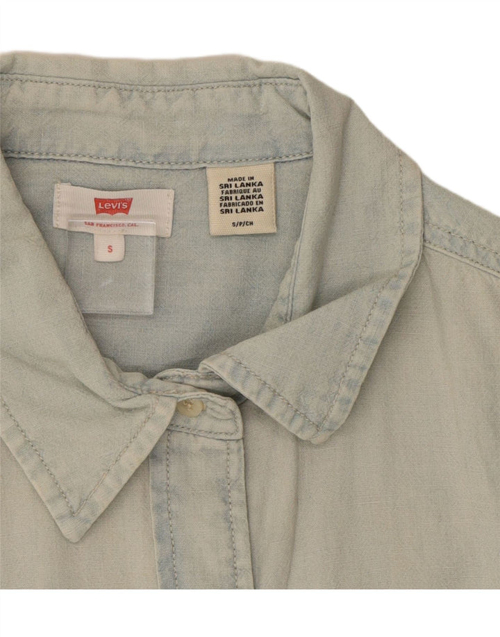 LEVI'S Womens Short Sleeve Shirt UK 10 Small Blue Vintage Levi's and Second-Hand Levi's from Messina Hembry 