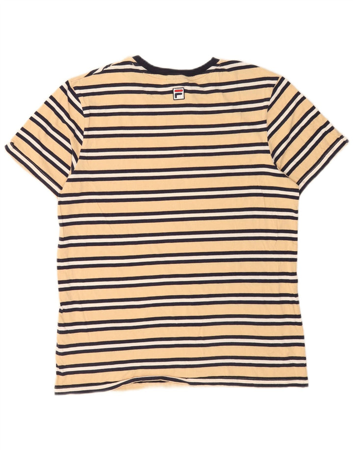 Fila Herre Grafisk T-Shirt Top Medium Gul Stribet Bomuld