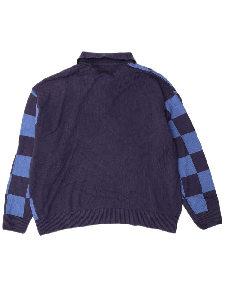 ZARA Herre polo-hals sweater stor blå ternet bomuld