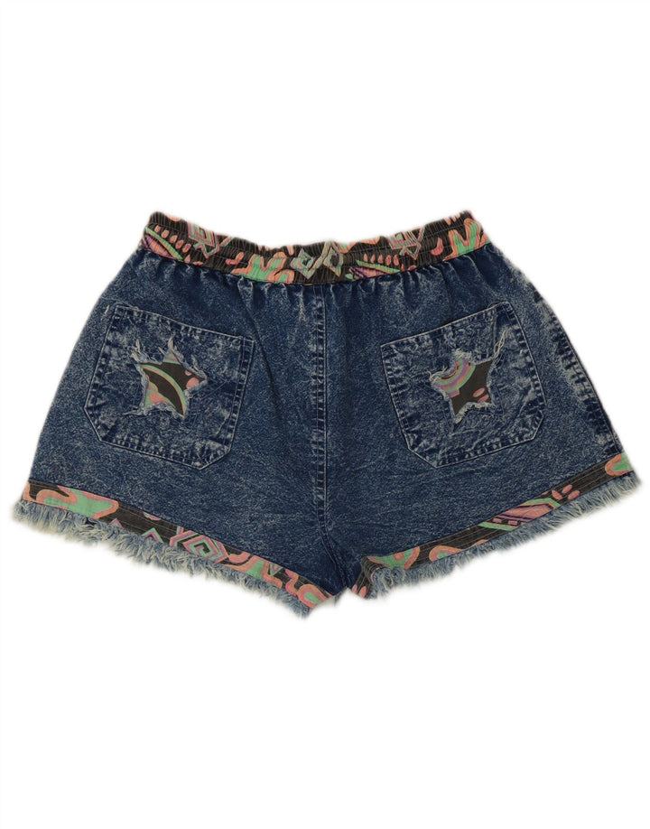 Vintage denimshorts til kvinder Medium W28 blå patchwork