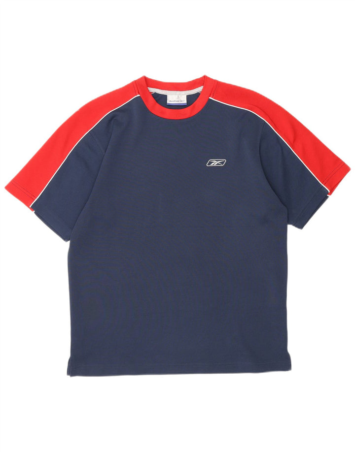 Reebok Herre T-shirt Top Small Navy Blue Colourblock Polyester