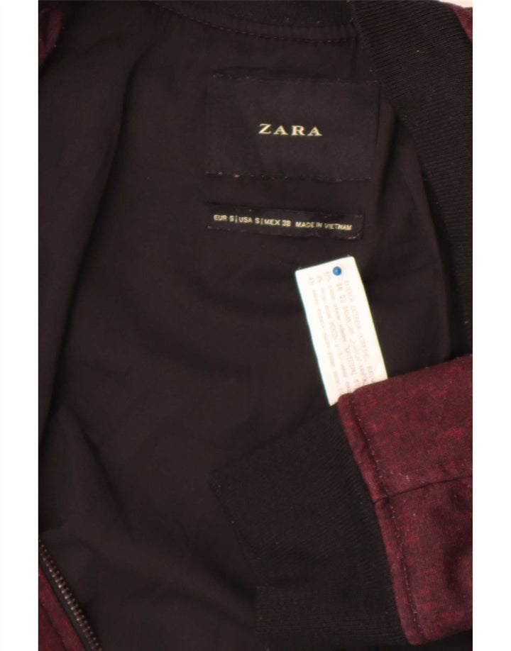 Zara Herre Bomber Jacket UK 36 Small Burgundy Colourblock Polyester