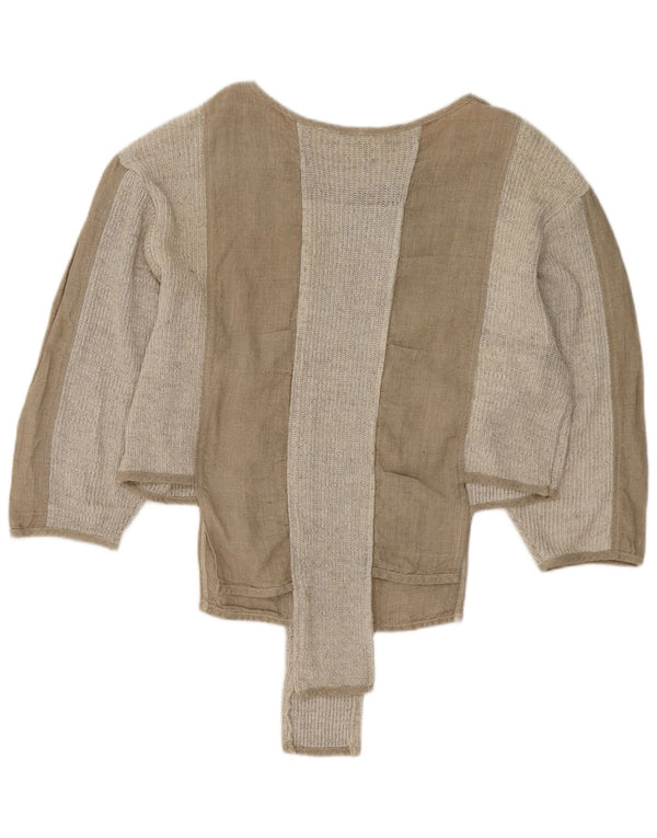 Vintage Dame Boat Neck Jumper Sweater UK 18 XL Grå Colourblock