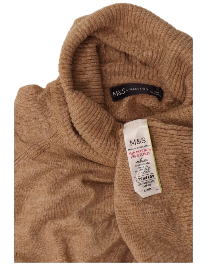 Marks & Spencer Dame Rullehals Sweater UK 14 Medium Beige Akryl
