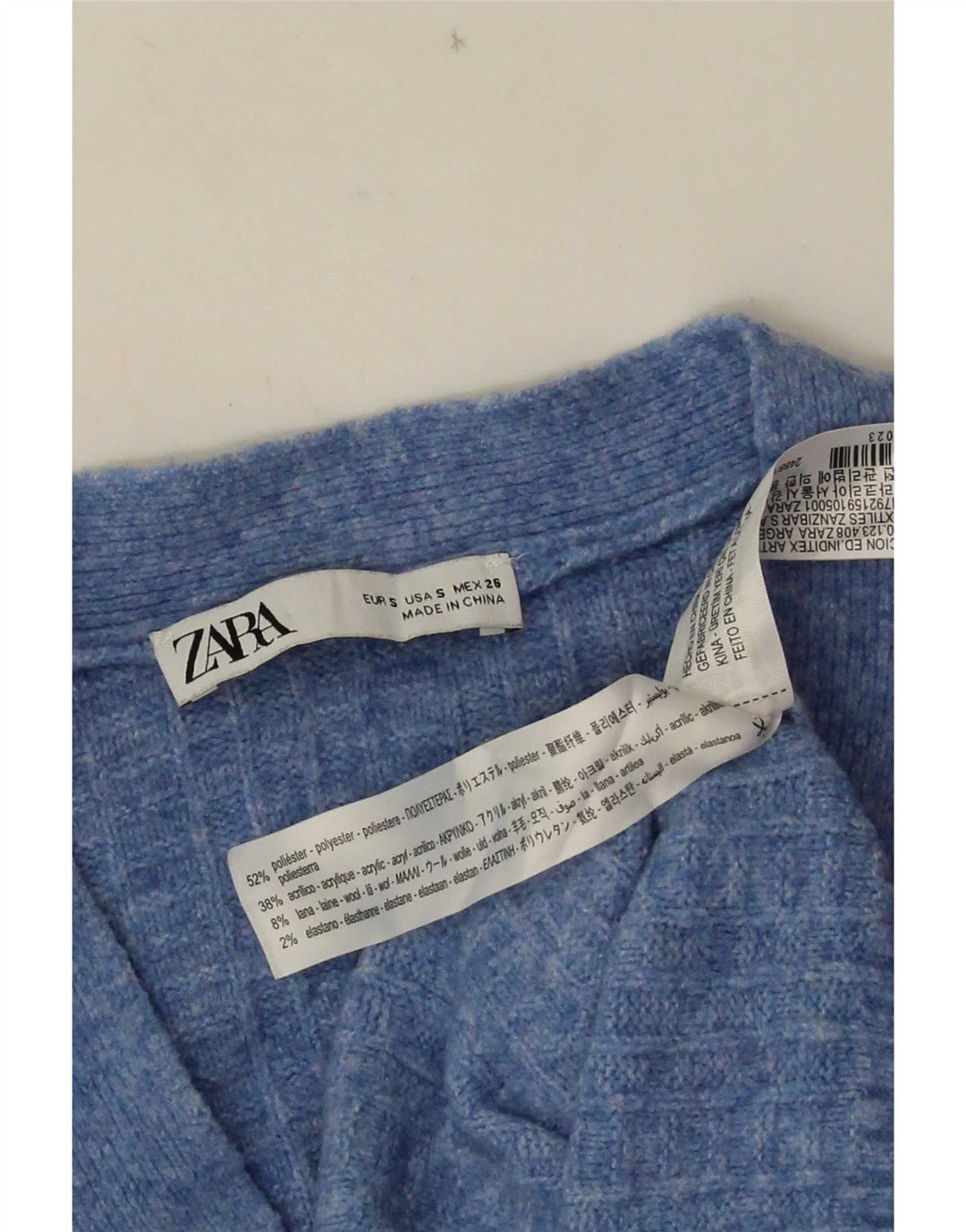 Zara oversized cardigantrøje til kvinder UK 10 Lille blå polyester