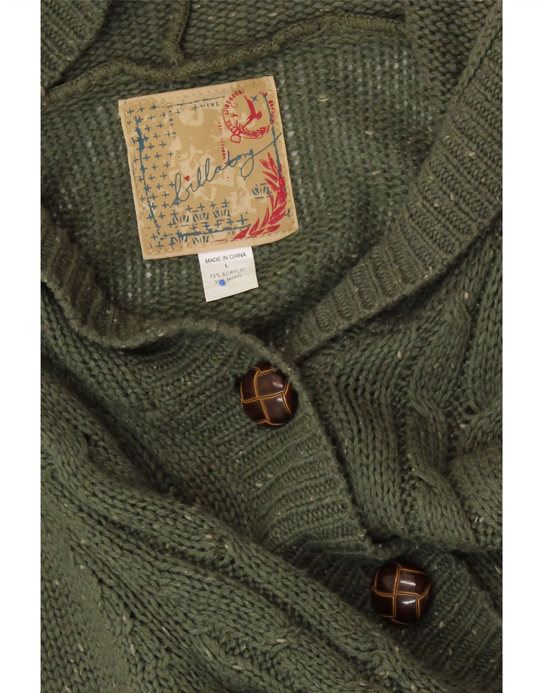 BILLABONG Dame Longline Cardigan Sweater UK 14 Large Green Flecked