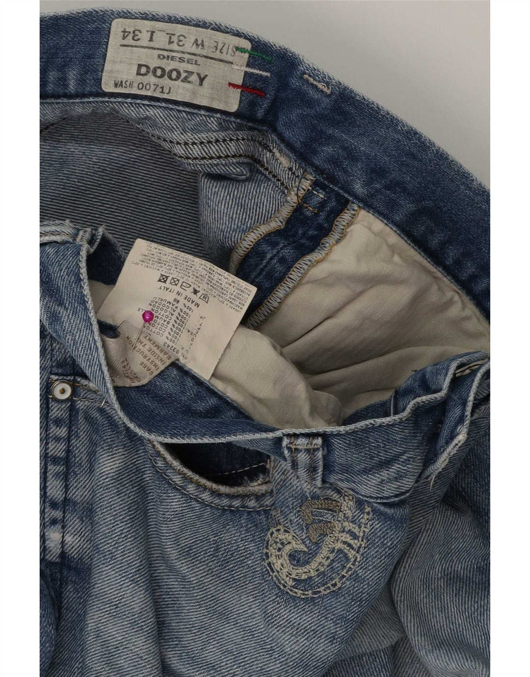Diesel Dame Doozy Distressed Straight Jeans W31 L28 Blå Bomuld