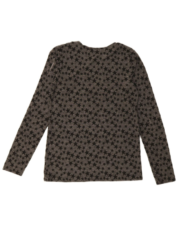 Benetton Girls Top Long Sleeve 13-14 Years 3XL Grey Geometric