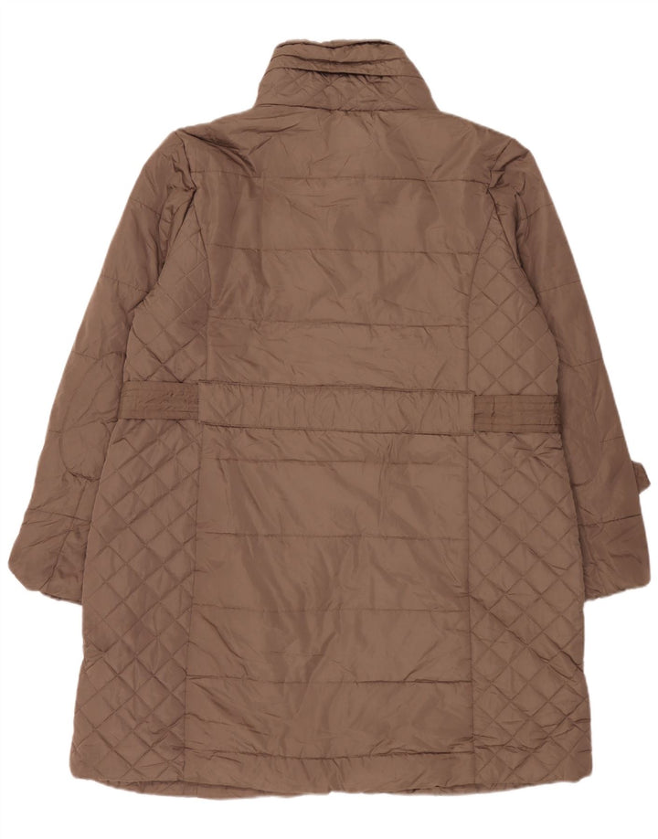 Marks & Spencer Dame Hætte Quiltet Polstret Frakke UK 18 XL Brun Polyester