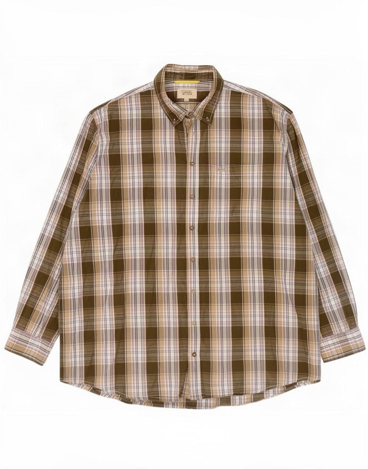 Camel Active Herreskjorte 3XL Khaki Plaid Bomuld