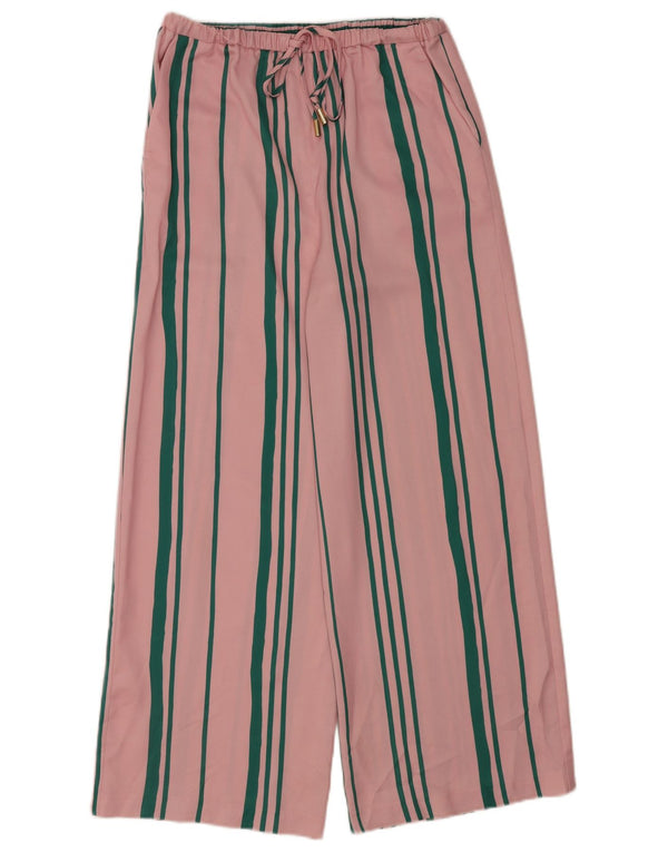 Topshop Womens High Waist Wide Leg Trousers UK 8 Small W26 L28 Pink Striped