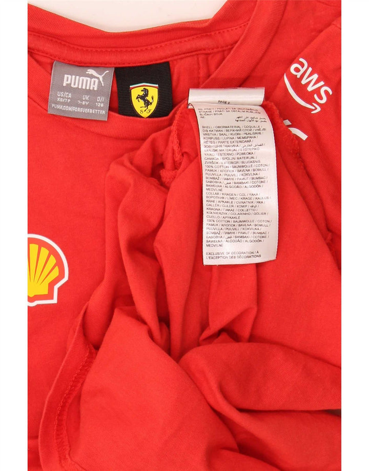 Puma Boys Ferrari Grafisk T-Shirt Top 7-8 År Rød