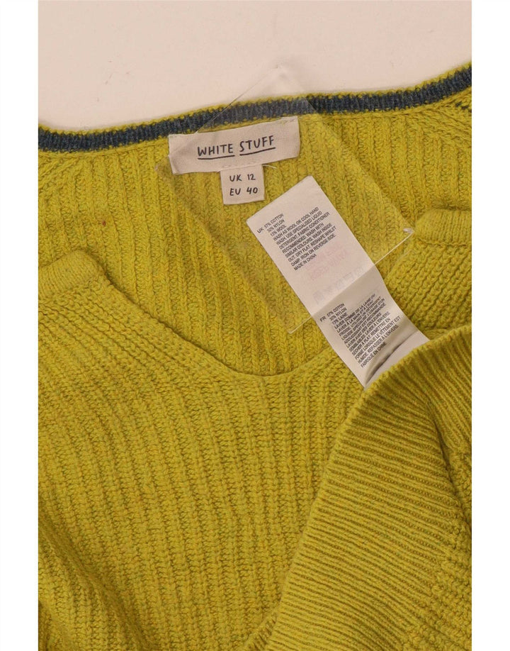 White Stuff Womens Crop V-hals sweater UK 12 Medium Yellow