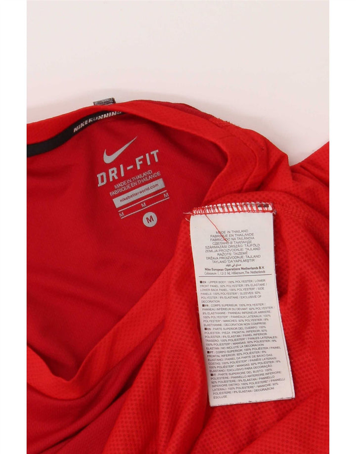 Nike Herre Dri Fit T-shirt Top Medium Rød Colourblock Polyester