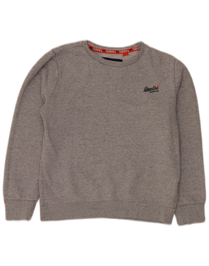 SUPERDRY Dame Sweatshirt Jumper UK 16 Large Grey Flecked Bomuld