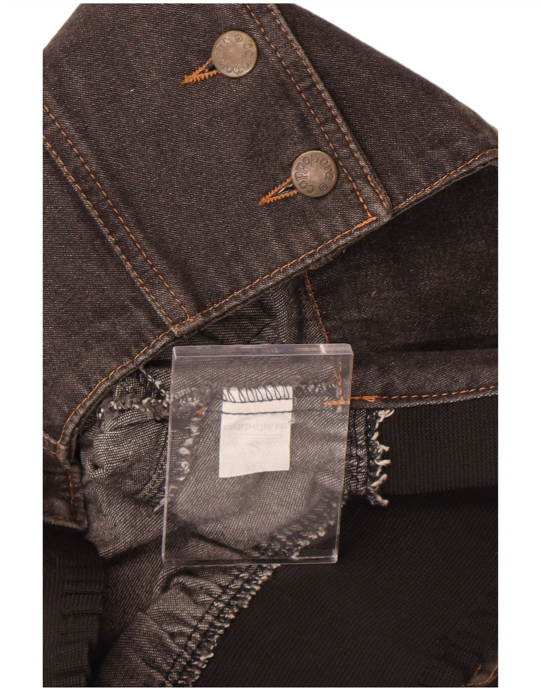 Cappopera Dame Crop Denim Jacket UK 10 Small Grey Floral Cotton
