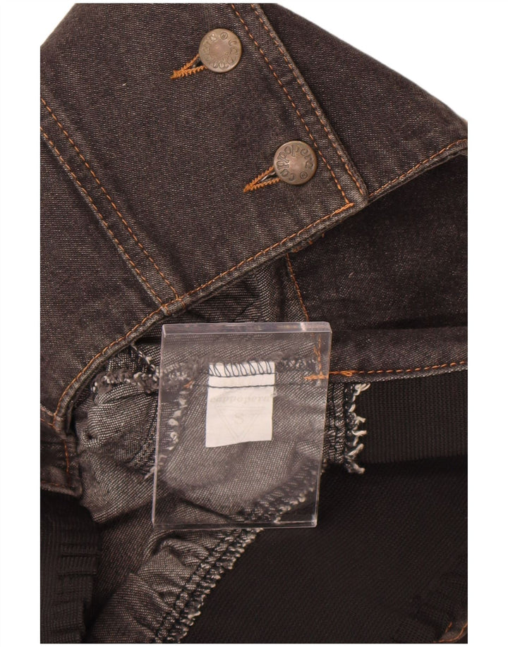 Cappopera Dame Crop Denim Jacket UK 10 Small Grey Floral Cotton