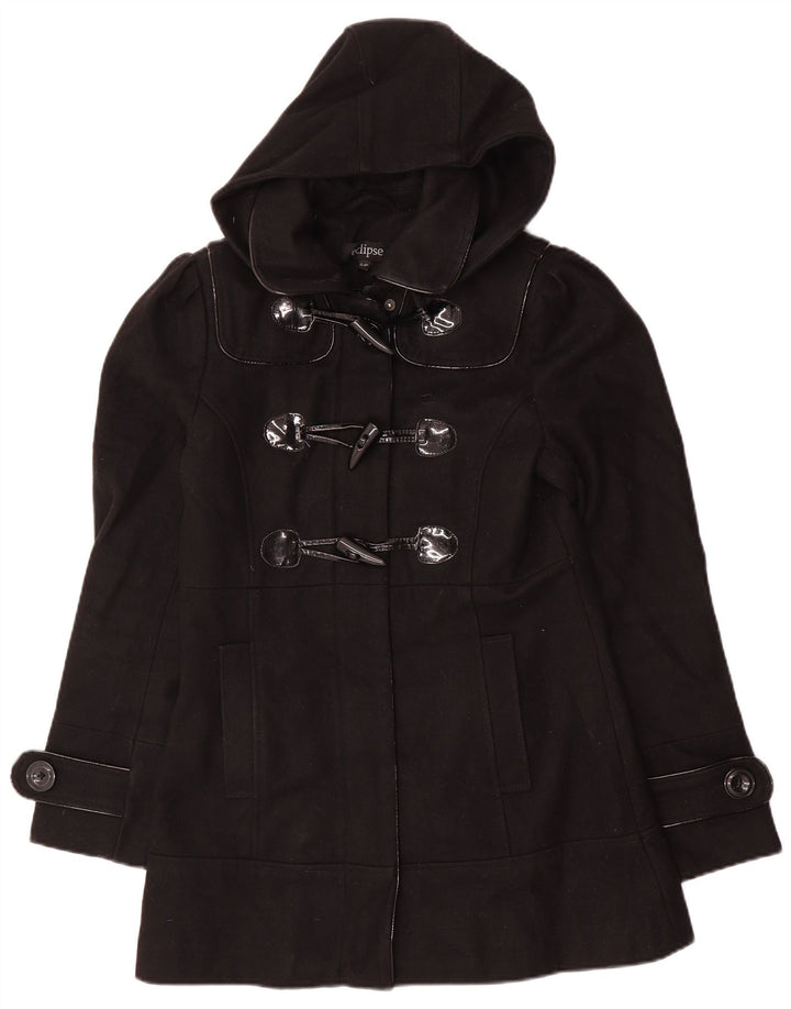 Eclipse Dame Hooded Duffle Coat UK 10 Small Black Wool