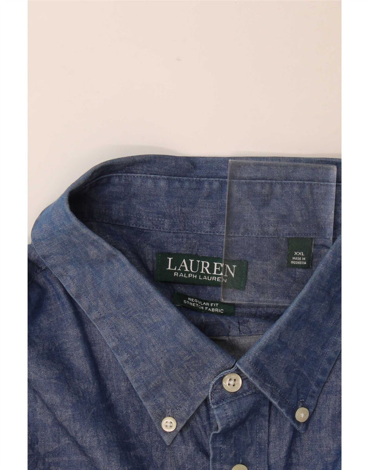 Ralph Lauren Herre Regular Fit skjorte 2XL Navy Blue Floral Elastan