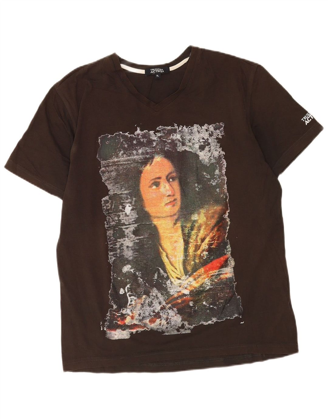 Trussardi Herre Grafisk T-Shirt Top XL Brun