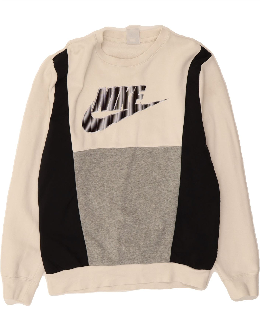 NIKE grafisk sweatshirt til mænd, lille hvid farveblok bomuld
