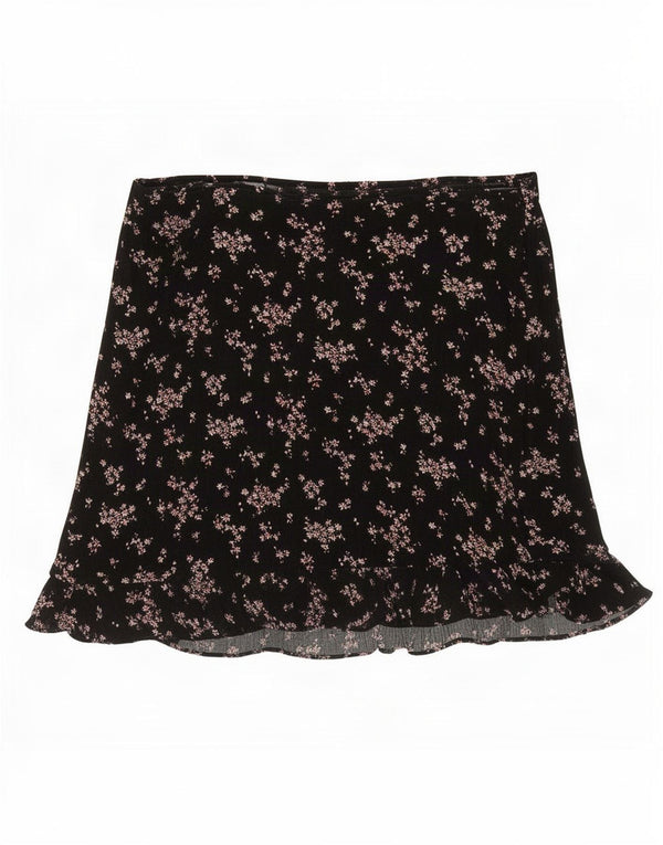 Abercrombie & Fitch Dame Mini-nederdel Large W36 Black Floral Viscose