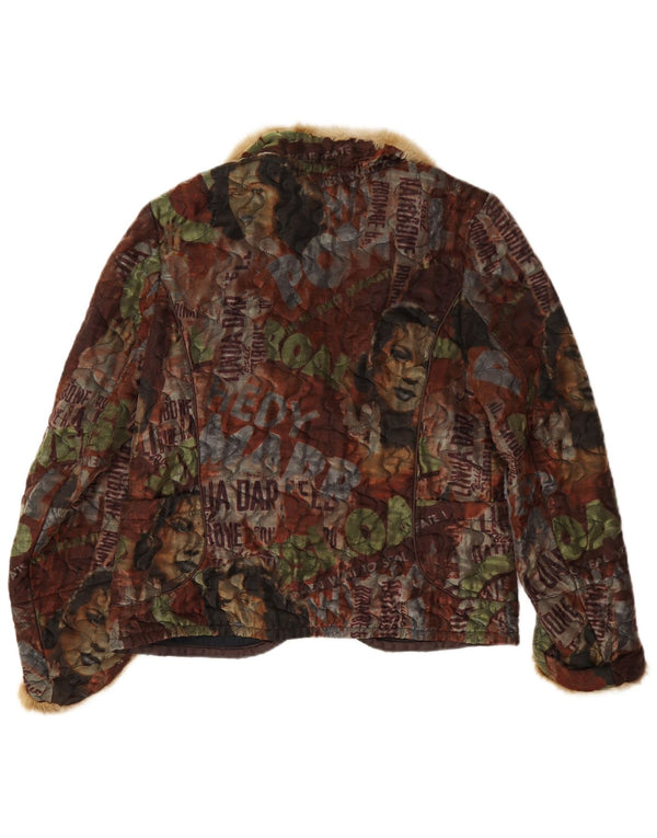 Vintage dame grafisk 3-knaps blazerjakke IT 42 Medium Flerfarvet