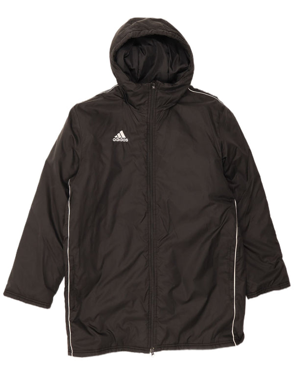 Adidas Herre Hætte Polstret Frakke UK 38 Medium Sort Nylon