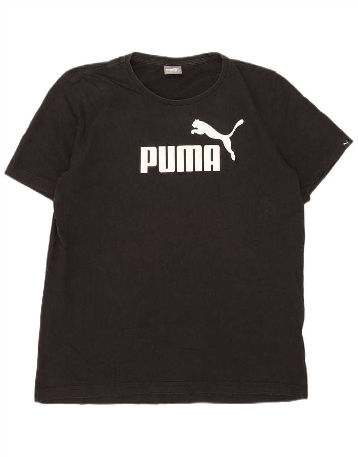Puma Herre Grafisk T-Shirt Top Stor Sort Bomuld